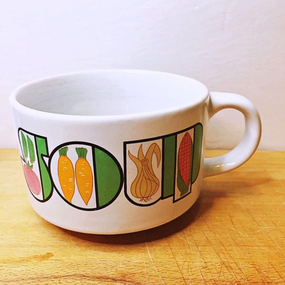 Large Retro Soup Mug with Handle 1970s - Picture 2 of 2